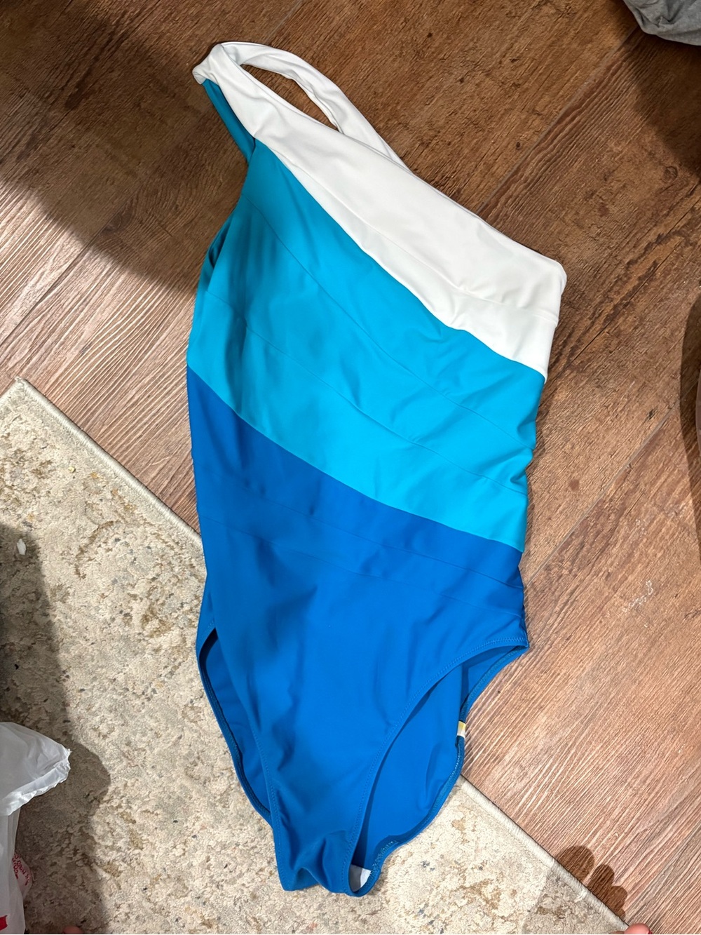 Summersalt One-Piece Swimsuit in White and Blue Colorblock